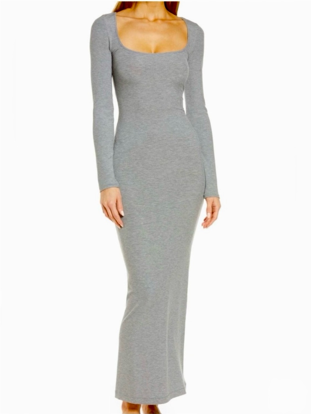 Minimalist Skims Soft Lounge Long Sleeve Maxi Dress Medium Gray